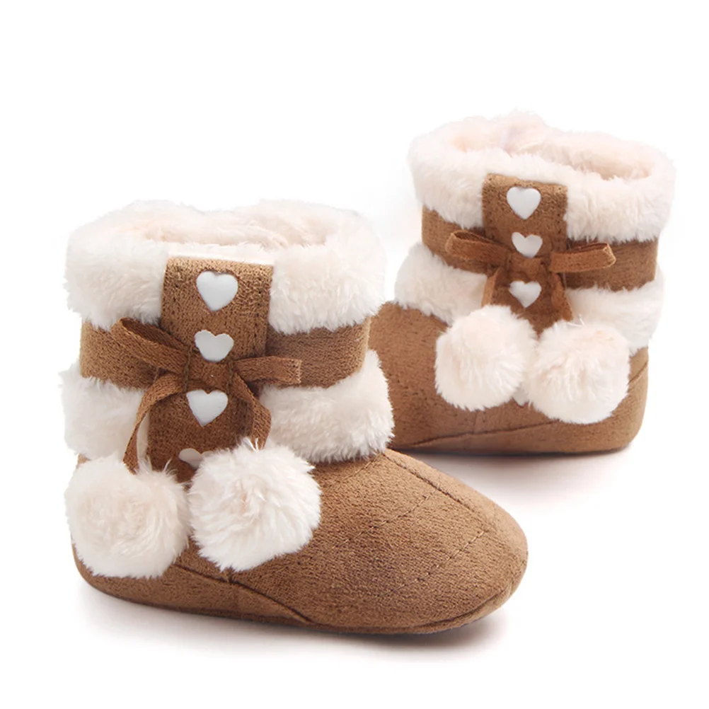 

1Pair Christmas Baby Shoes Bowknot Warm Cotton Winter Prewalkers Toddlers Soft Sole Infant Boots Baby Prewalkers