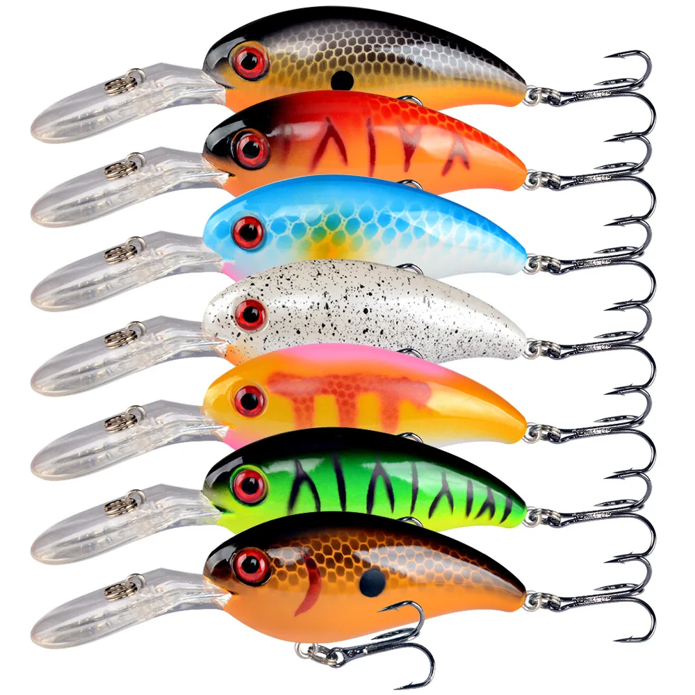 Señuelos duros Crankbait con anzuelos triples para pesca