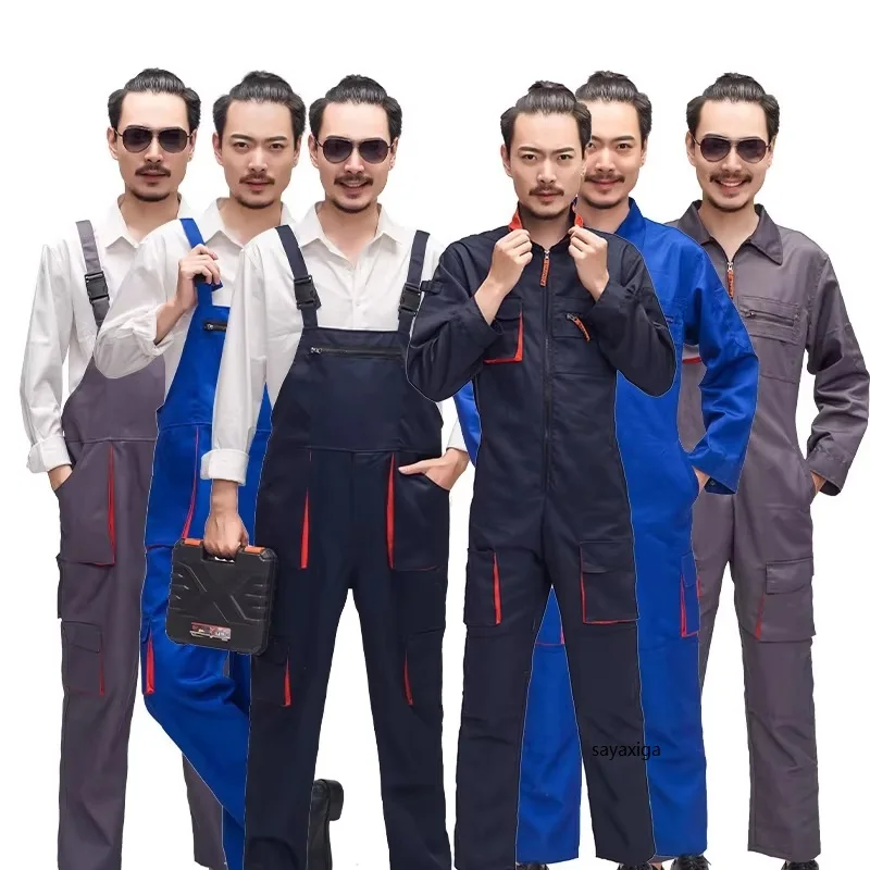 

Bib Overall dungree Casual Worker Clothing Plus Size Sleeveless Bib Pants Protective Coverall Strap Jumpsuits Fly Pocket Uniform