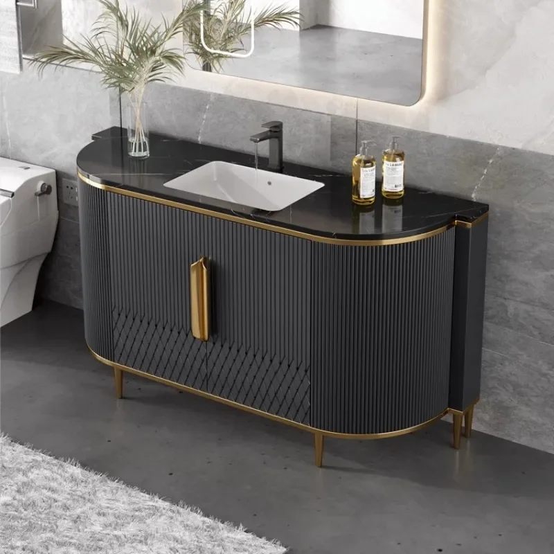 modern bathroom sink cabinet Shaker Doors Marble Countertop vanity wooden panel bathroom vanities