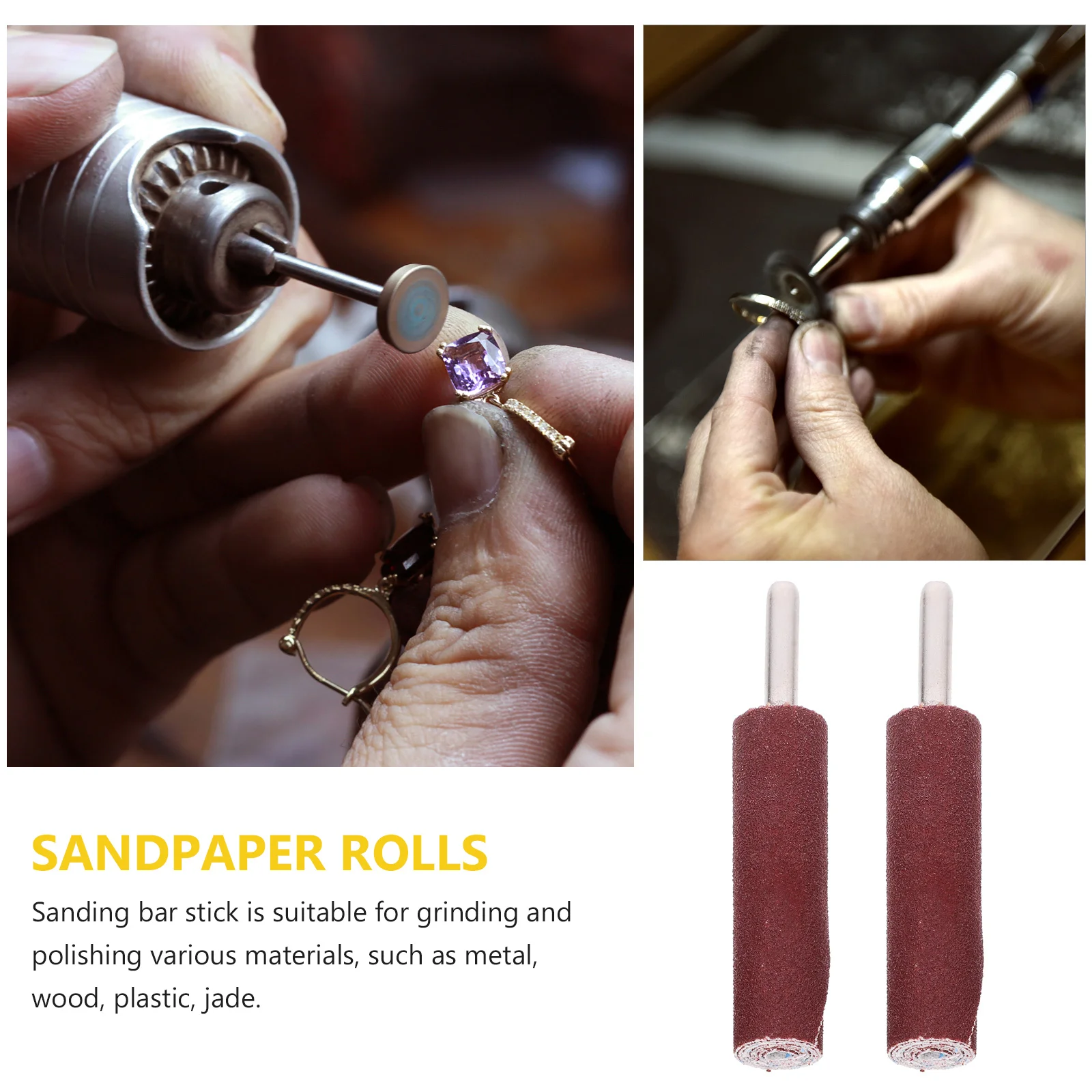 

3pcs Drums 120 Grit Cylindrical Sanding Roll Handle For Hard-To-Reach Areas Rotary Tool Sanding Kit Drum Sander Sandpaper Rolls