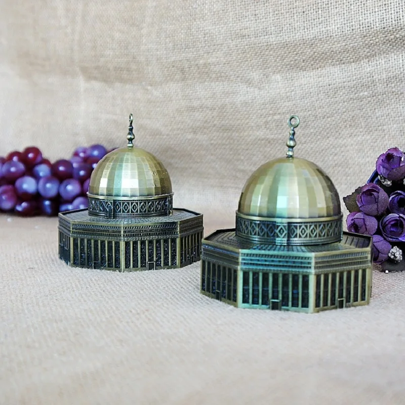 Simulated Metal Dome of the Rock in Jerusalem Model Landmark Building Tourist Pilgrimage Souvenir Home Decor Furnishing Articles