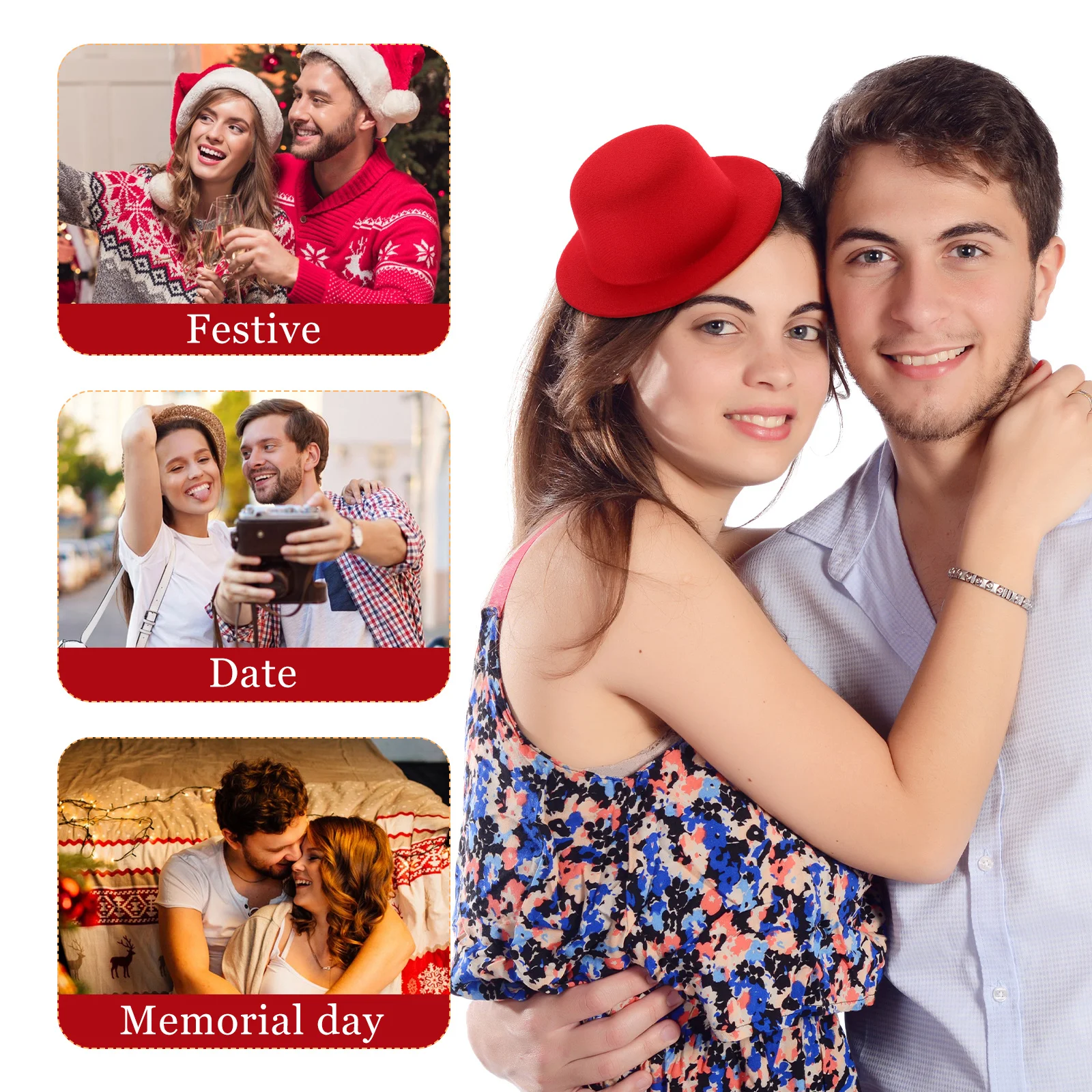 ボンネットレッドハット DIY用 レッドトッパー クラフトハット アクセサリー ドレストッパー スモールフォーマルハット