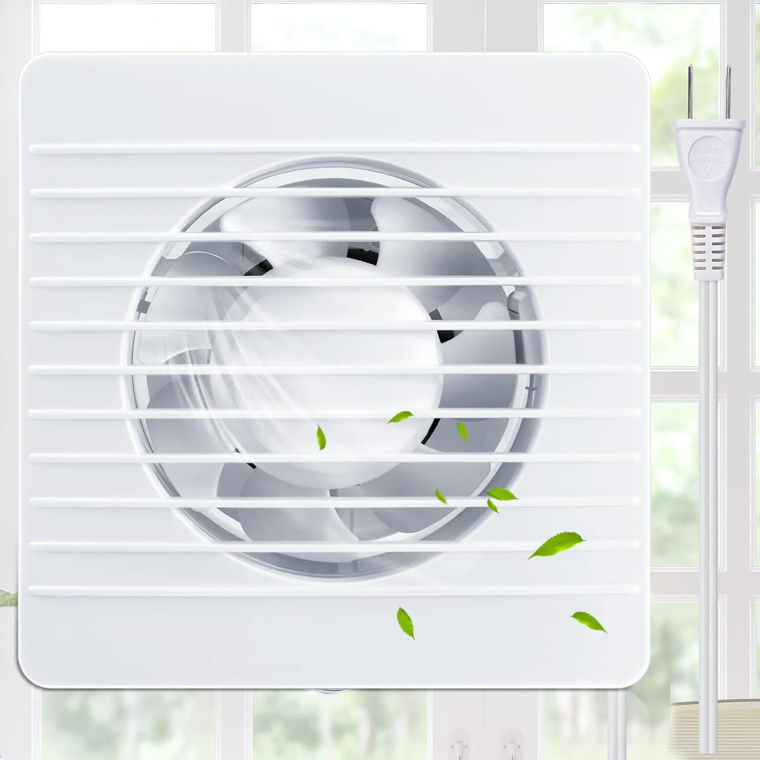 

Qunclay 1 Pcs 4 Inch Small Window Fan 110v Kitchen Exhaust Fan 76 Cfm 2400r/min, 18w 65m³/h Extractor Vent Bathroom Wall Ventilation with Anti Backflow Check Valve Chain Switch