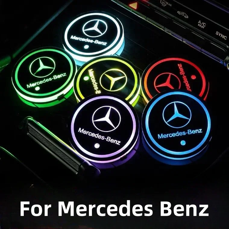 1X Car Water Cup Coaster For Mercedes Benz C260 W204 W205 W211 W212 W190 Auto Interior Atmosphere Light Coaster LED Illuminated