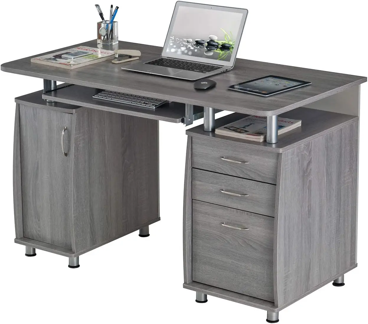 

47.5'' Computer Desk With File Cabinet And Drawers, Storage Cabinet With Removable Shelf And Ventilation For Cpu, Home Office