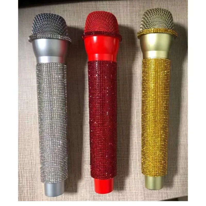 

Microphone diamant Costume Headheld Singer Telemarketer Fake microphoneToy Mic Prop present mic cosplay Training show video