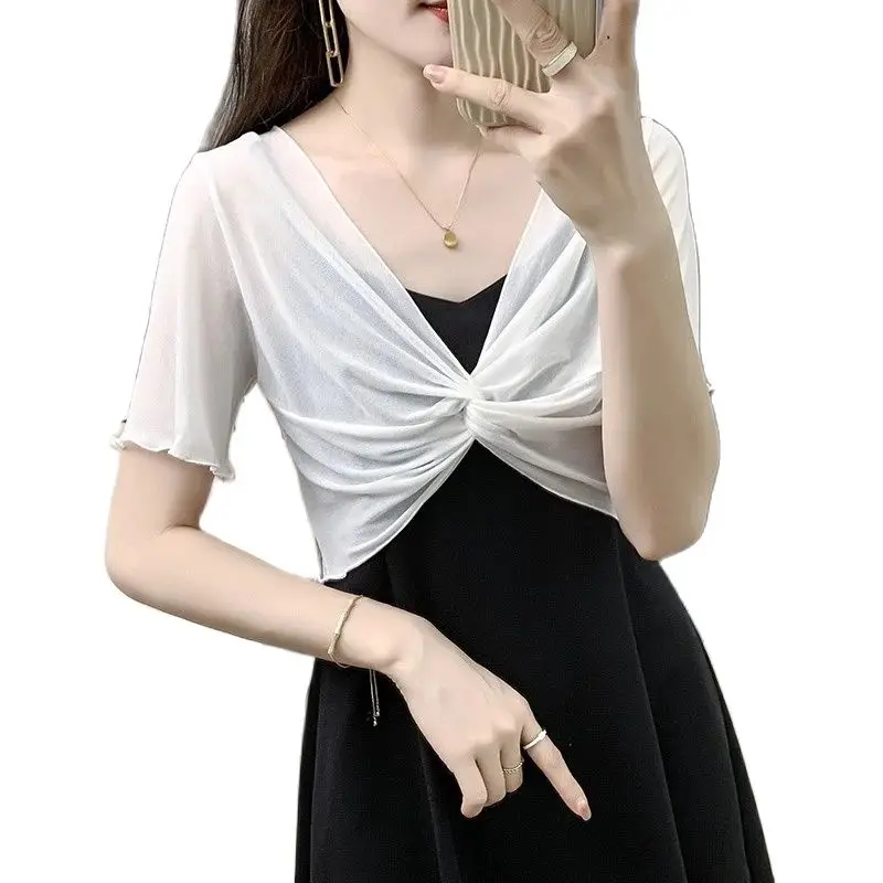 Short Sleeve Bolero Women Wedding Jacket Sunscreen Blouse Bolero Mujer Fiesta Bridesmaid Top Shawl Cape Shrug For Party Dress