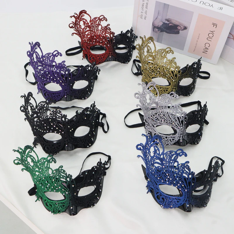 Masque de mascarade en dentelle avec strass pour femmes, Sexy, pour carnaval, Halloween, demi-visage, fête Festive, masques de Cosplay