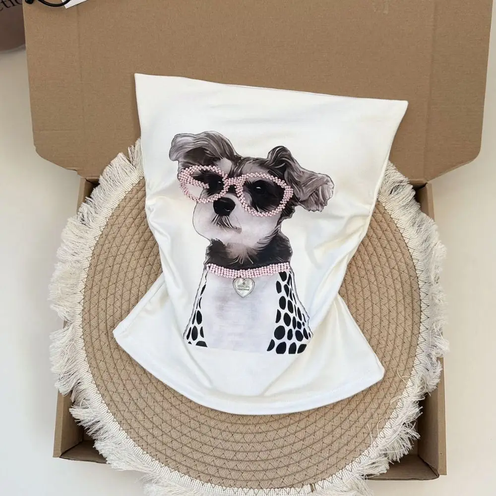 مطبوعة جرو الكرتون الكلب نحيل سترة قمم الدبابات قمم الجمال الظهر سترة دون أكمام مع منصات سليم صالح الشارع الشهير