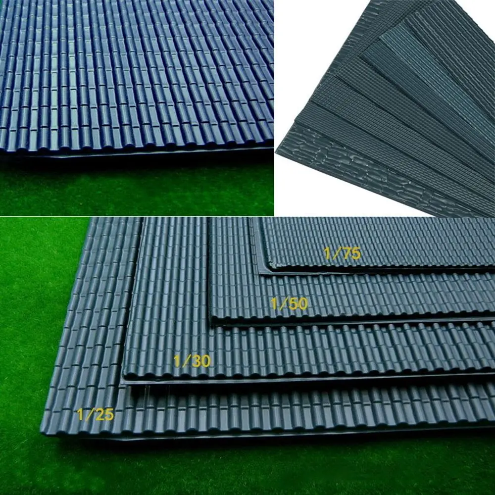 

4sheets PVC DIY Toy Safe & Wear-resistant Miniature Roof Tiles Landscape Model Building Layout Sand Table