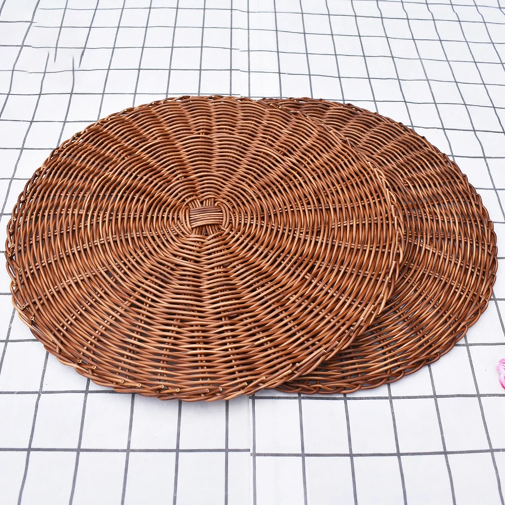 

Non Slip Round Placemats Insulation Mat Table Dining Placemats Set of 8 Round Wear Resistant Decorative Woven Mat