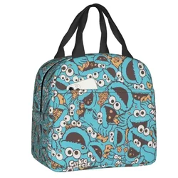 Cookie Monster Nom Nom Nom borsa termica per il pranzo Resuable Cartoon Sesame Street Thermal Cooler Bento Box bambini della scuola