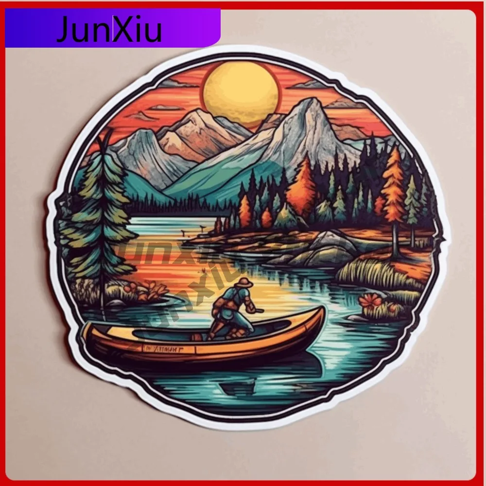 

Canoe in the River Sticker Nature Decal for Truck Cute Waterproof Vinyl Car Laptop Window Bumper