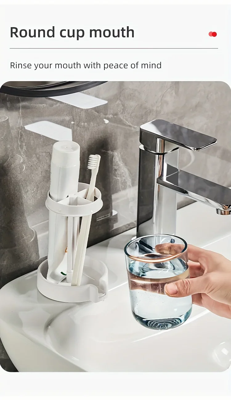 Toothbrush Holder with Dust Cover, Drainage Design, Plastic Multifunctional Bathroom Toothbrush and Cup Organizer