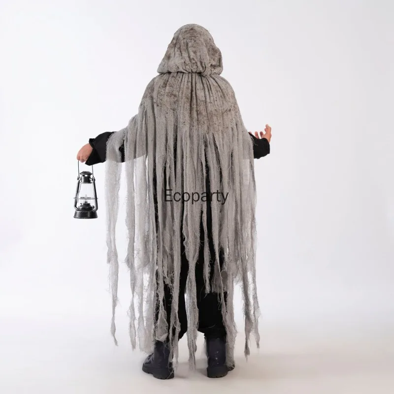Adult Halloween Ghost Dementors Cosplay Costume Horror Dilapidated Tassels Zombie Hooded Cape Day Of The Dead Party Outfits view 6