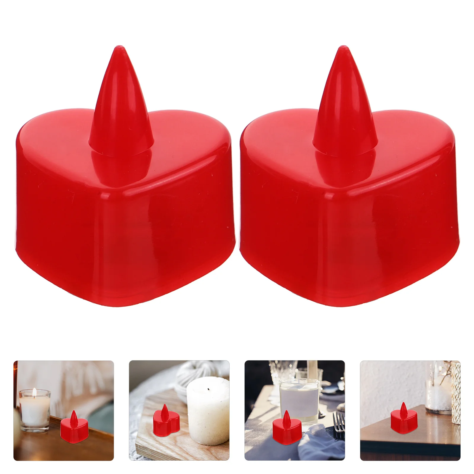 

24Pcs Realistic Heart Shape Electronic Lights Non Flickering Red LED Lamps for Safe Night Light Decoration Holiday