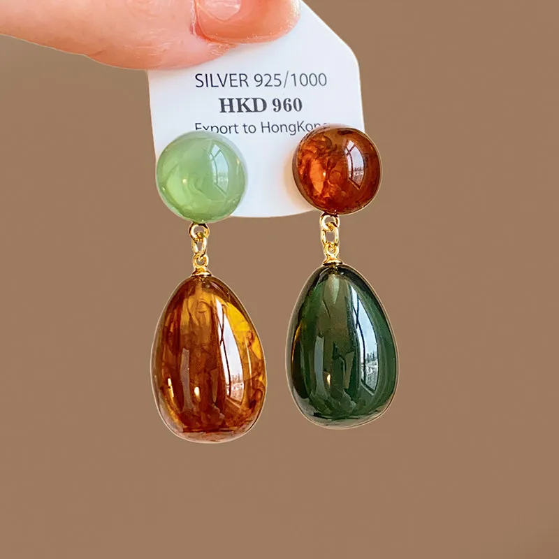 Geometric Circular Acrylic Resin Earrings Water Droplet High-End and Light Luxury Jewelry New Accessories for Women and Girls