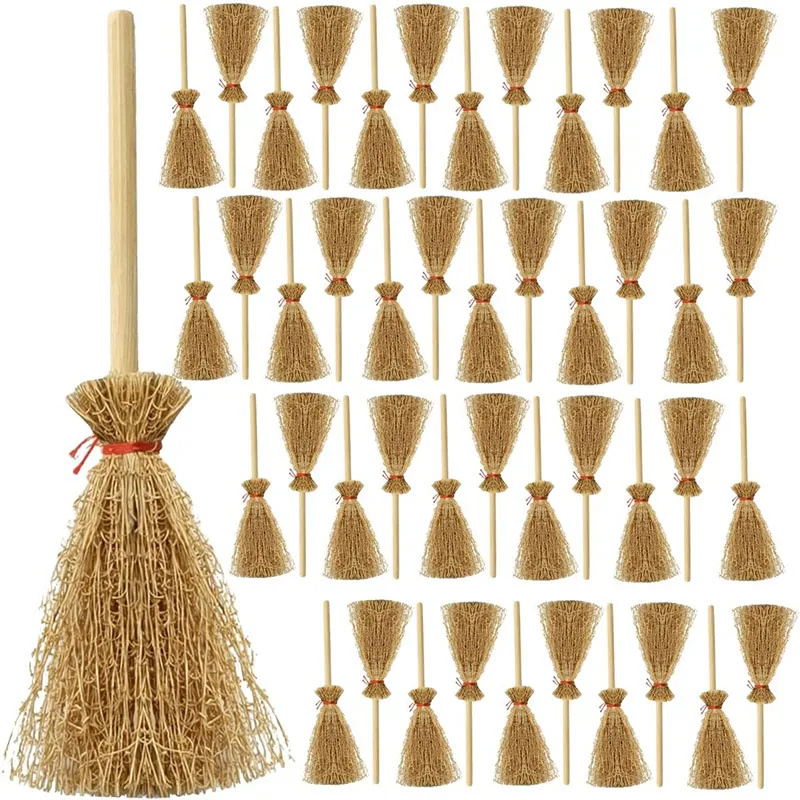 

Mini Broom Hanging Decoration Artificial Simulation Witch Brooms Straw Craft Decoration for Fairy Garden Dollhouse Accessories