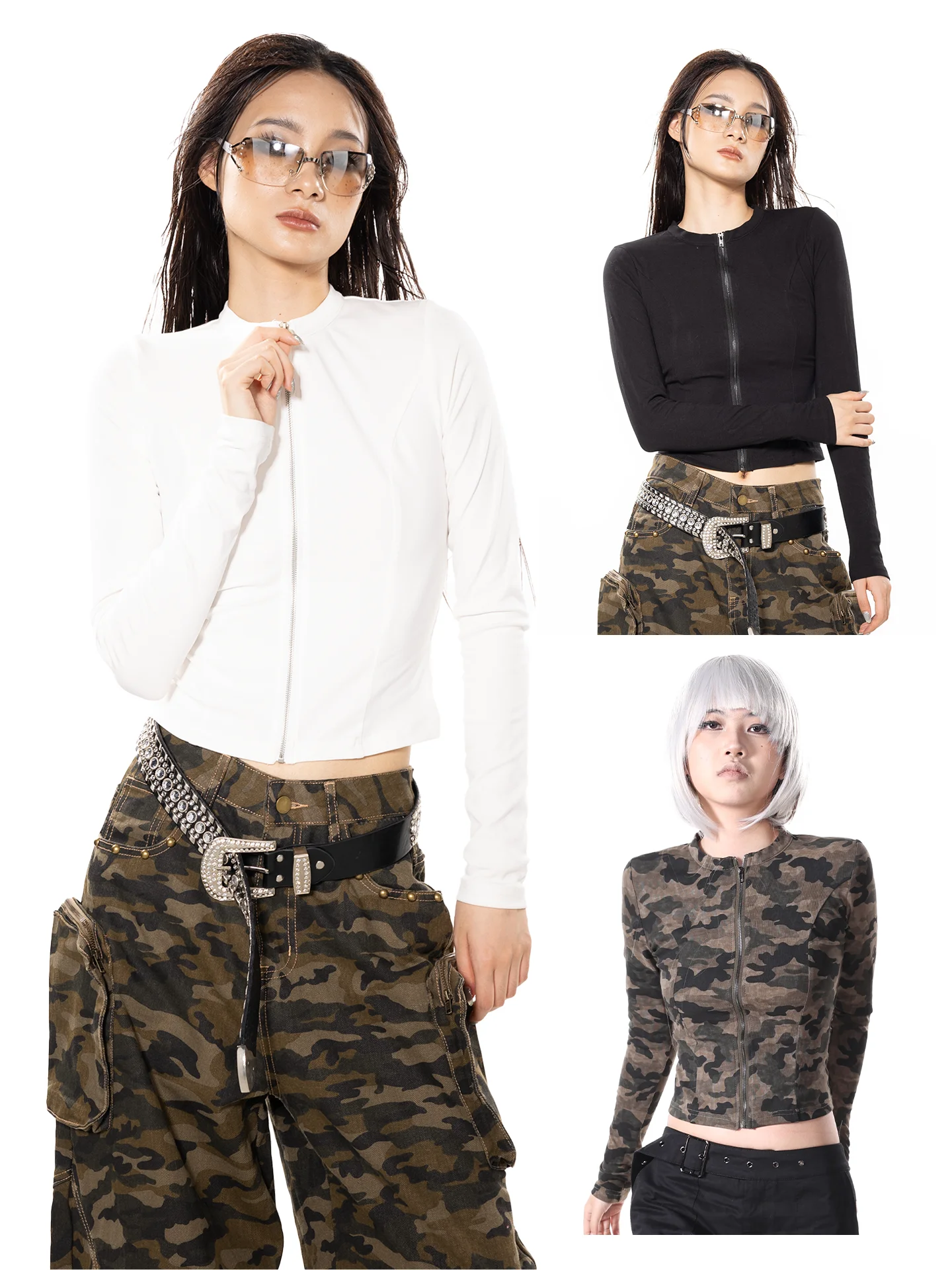 

American Retro Bal T-irt Zipper Long Sve round Ne Women's Slim Fit Versatile Design Sensation Ci Walk Travel Ou...