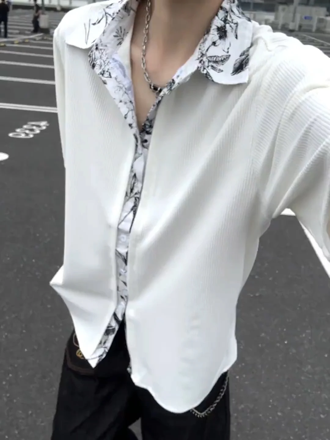 

Cuban Collar Floral Print Men's Shirt Short Sleeve Breathable Lightweight Summer Casual Fashion Fake Two-Piece Button-Up Top