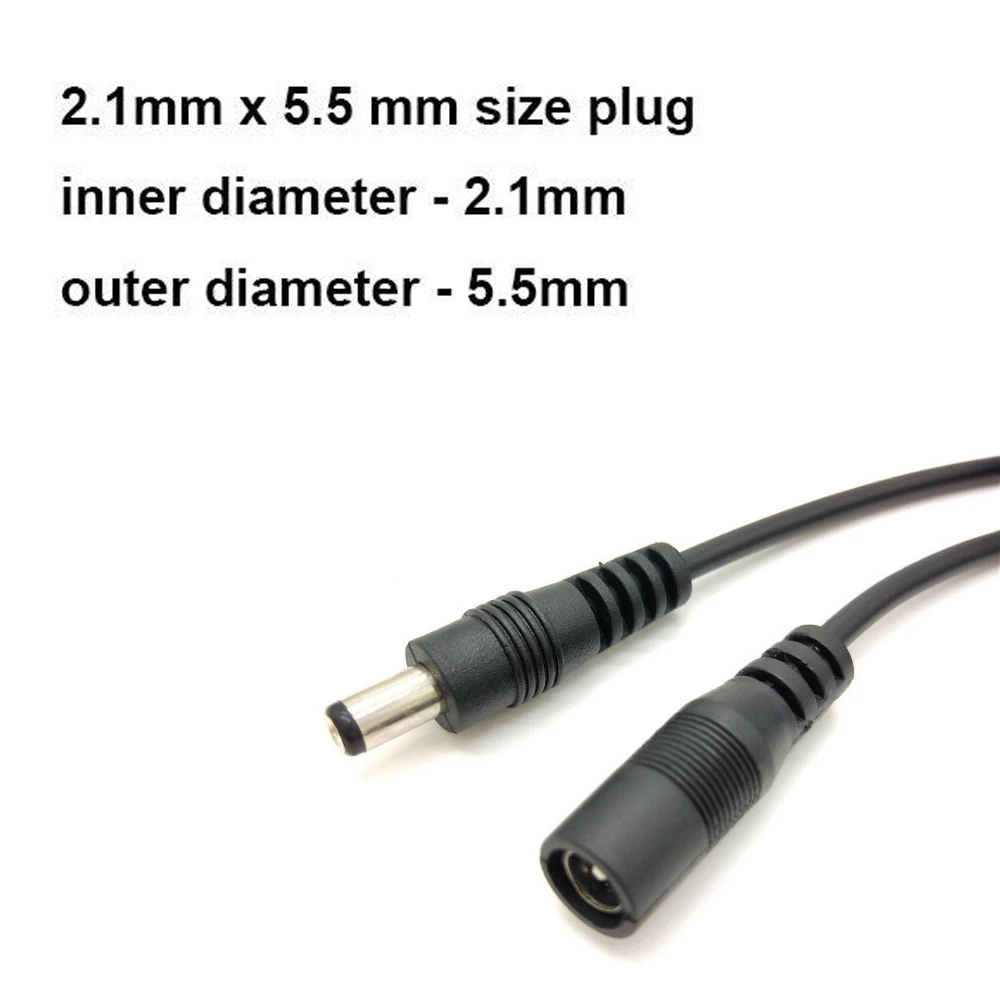 196.8in/ 5M 5.5mm*2.1mm DC Power Connector Extension Cord Jack Adapter Lead Cable DC Female Male Extension External Plug JIENUO