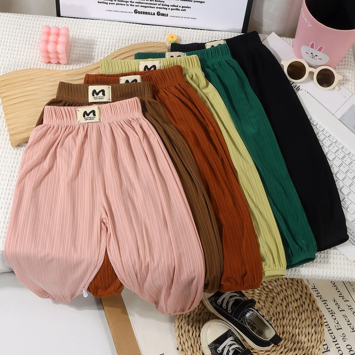 

Children's Summer Mosquito Repellent Pants with Ice Silk Cuffs fOuterwear Pants 7A Antibacterial Cropped Pants Baby Pants