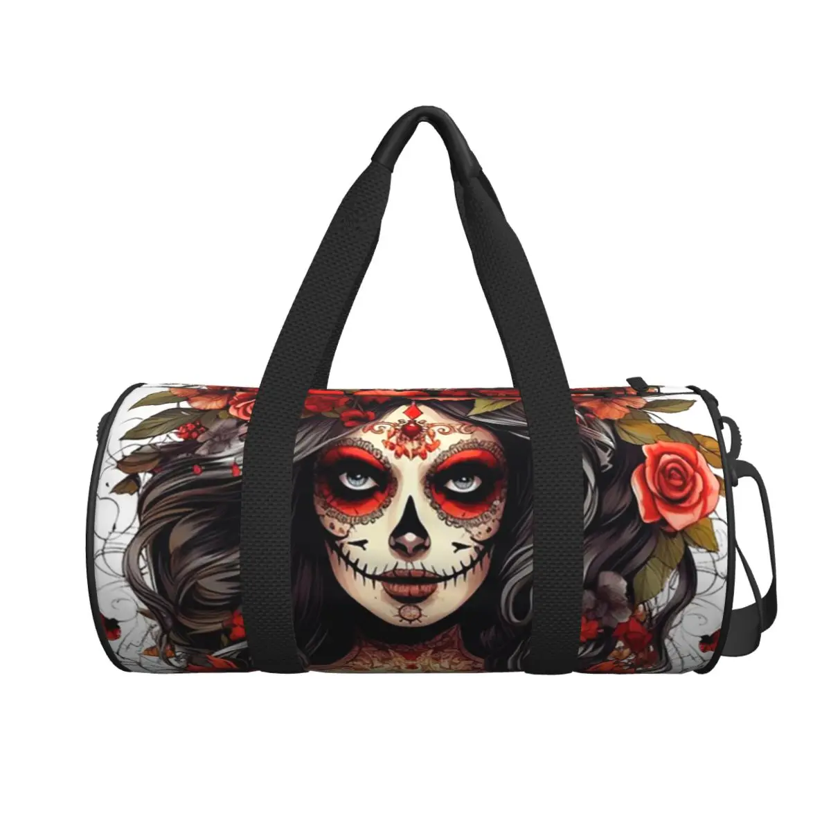 

Mexican Catrina Girl Day Of The Dead Sugar Skull Large Duffle Gym Bag Waterproof Duffle Travel Bags Handbags Fitness bag