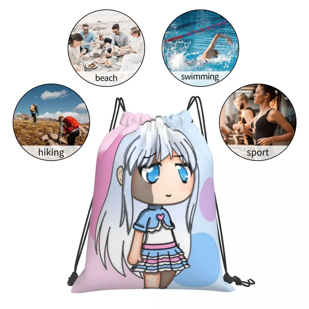 Gacha Life Kinen 1452 Drawstring Bag Backpack travel travel bag cute custom bag name