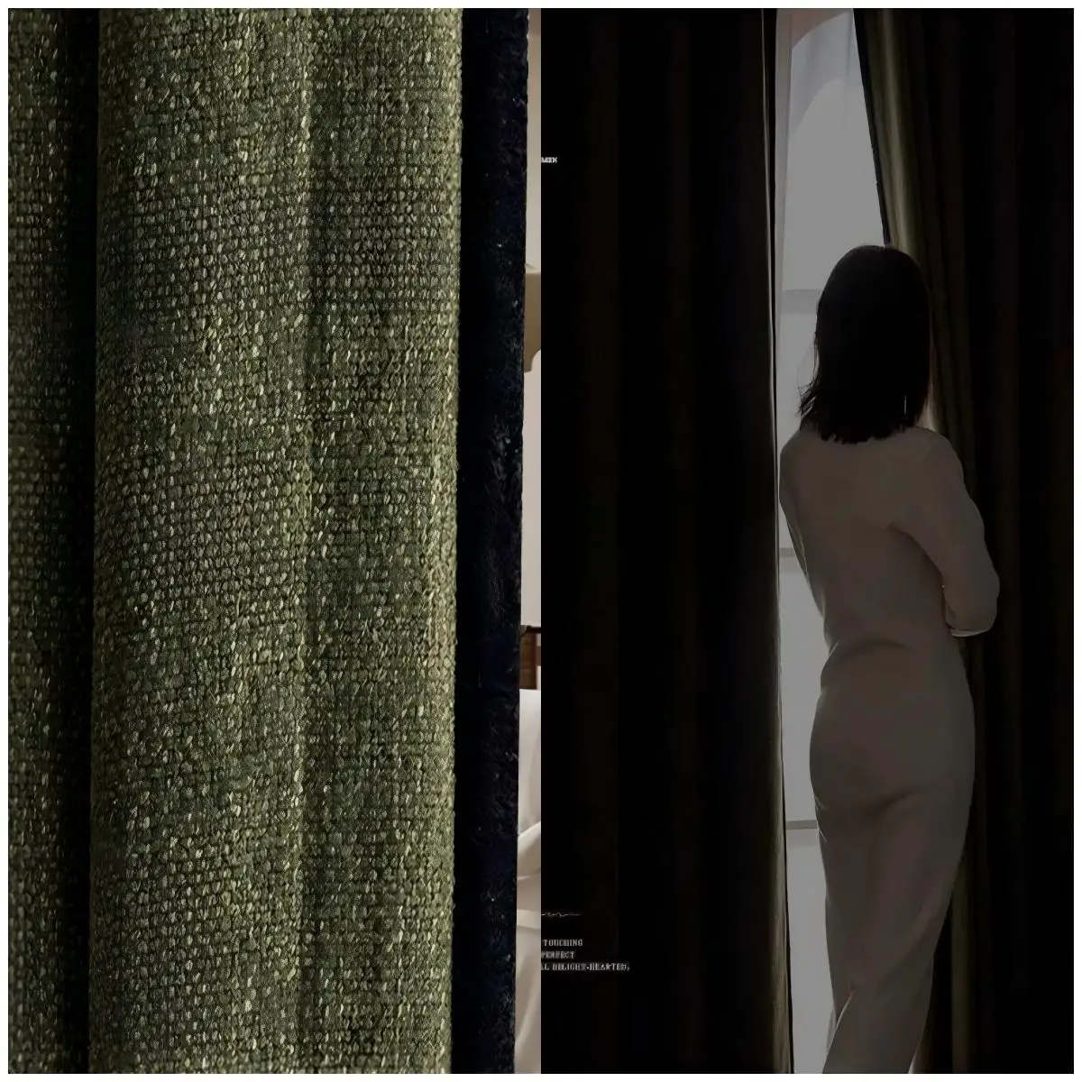 

Retro Vintage Style Black Border, High-end Color Woven Cotton Linen Chenille Blackout Bedroom and Living Room Curtains