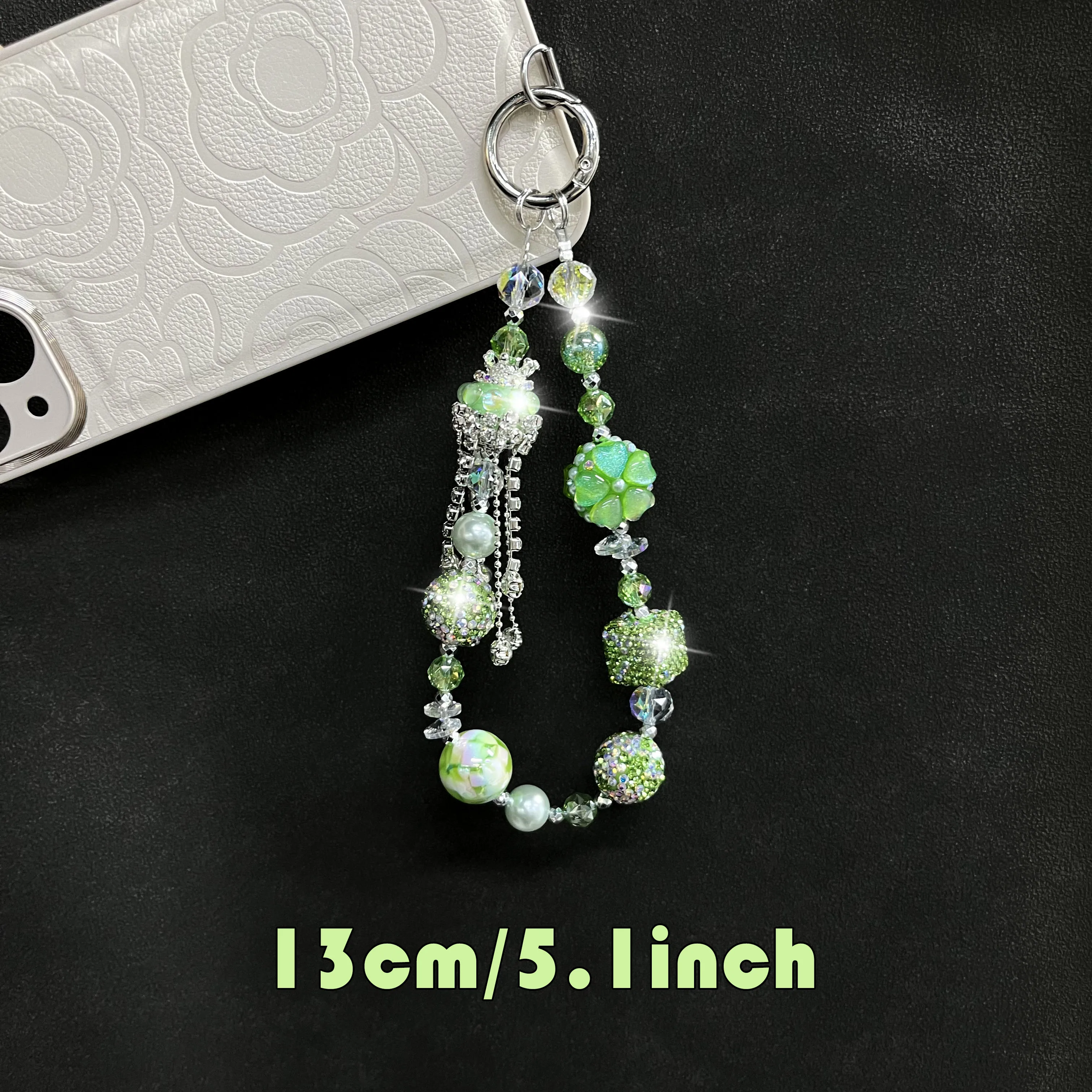 Green luxury crown tassel phone chain phone wristband mobile phone accessories phone charms phone strap gift for her