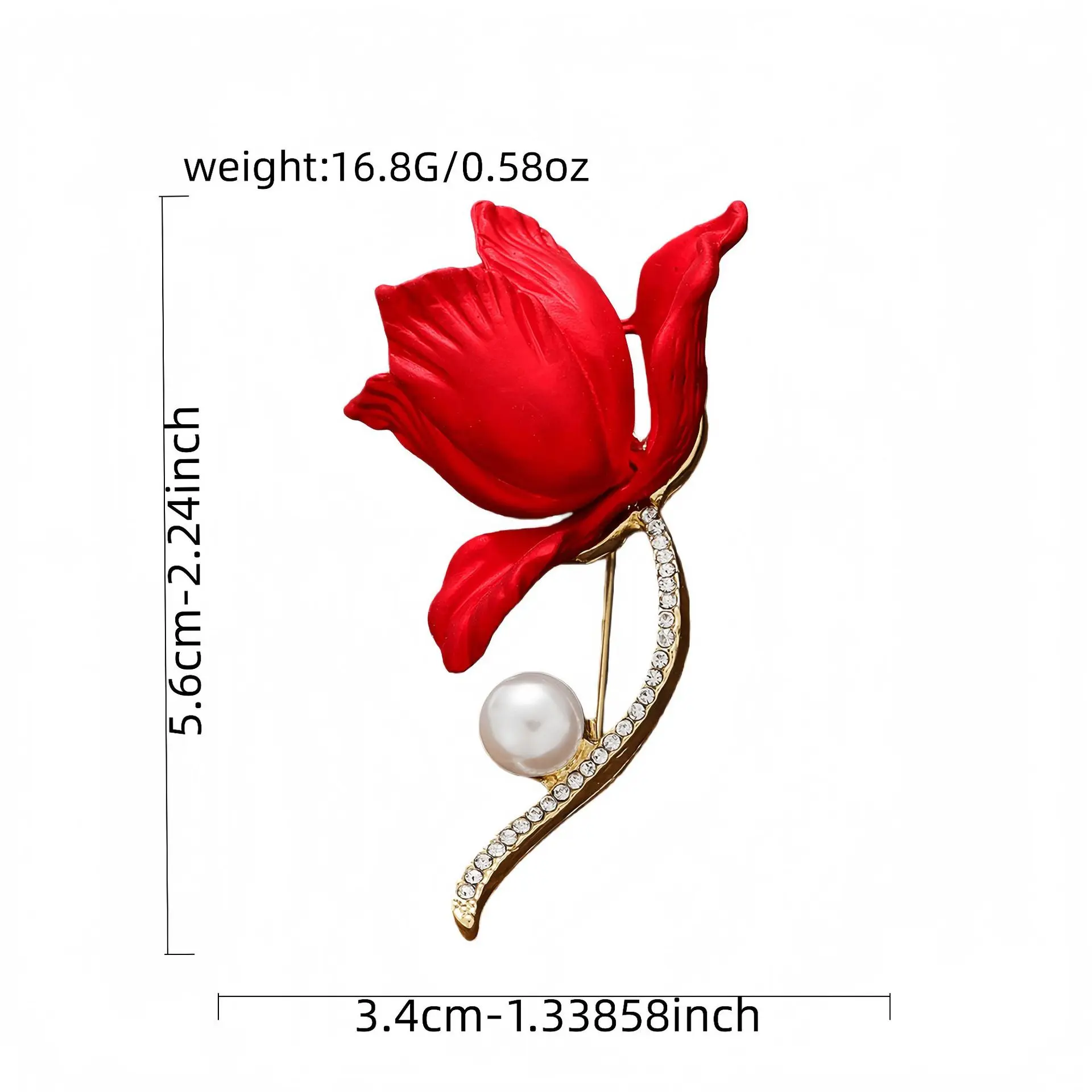 بروش زهرة السلطعون الأحمر، سحر أنثوي راقي، إكسسوار بدلة صدر نبات اللؤلؤ #5