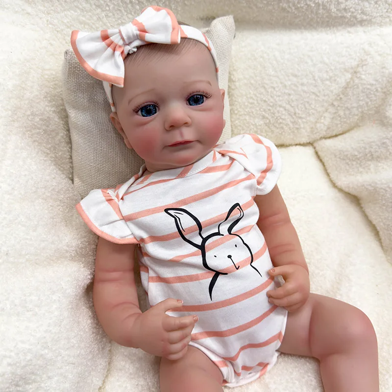 19inch Fecilia Newborn Baby Full Body Lifelike Doll Awake Reborn Baby Size 3D Skin Visible Veins Collectible Art Doll