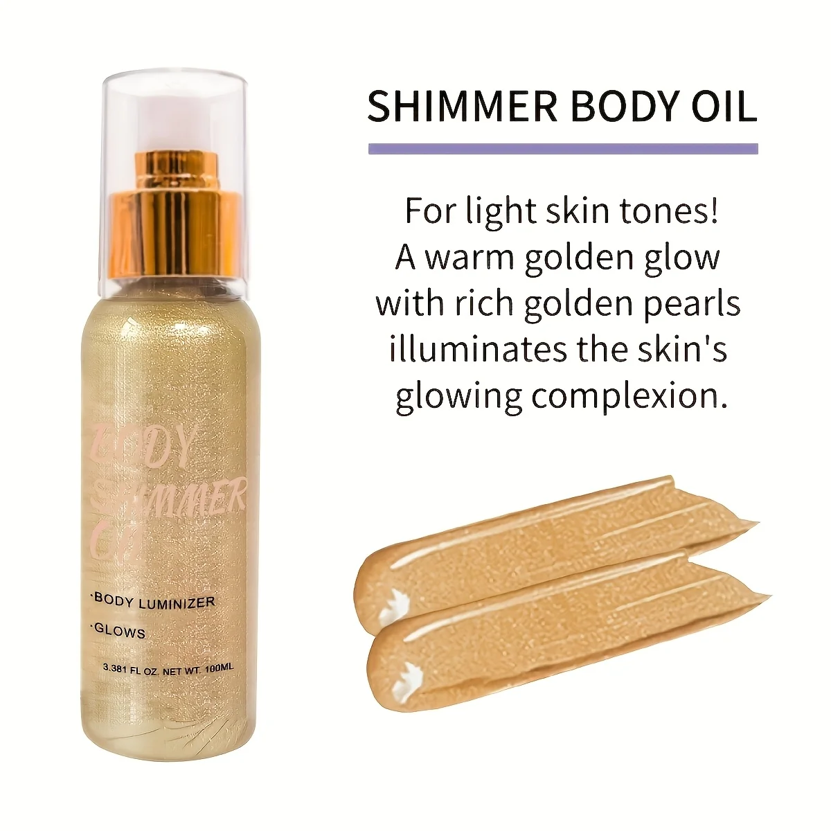 100 مل/3.381 فلوريدا أونصة، زيت لامع للجسم | هايلايتر مرطب ومضيء للوجه والجسم والشعر، توهج مشع فاخر #2