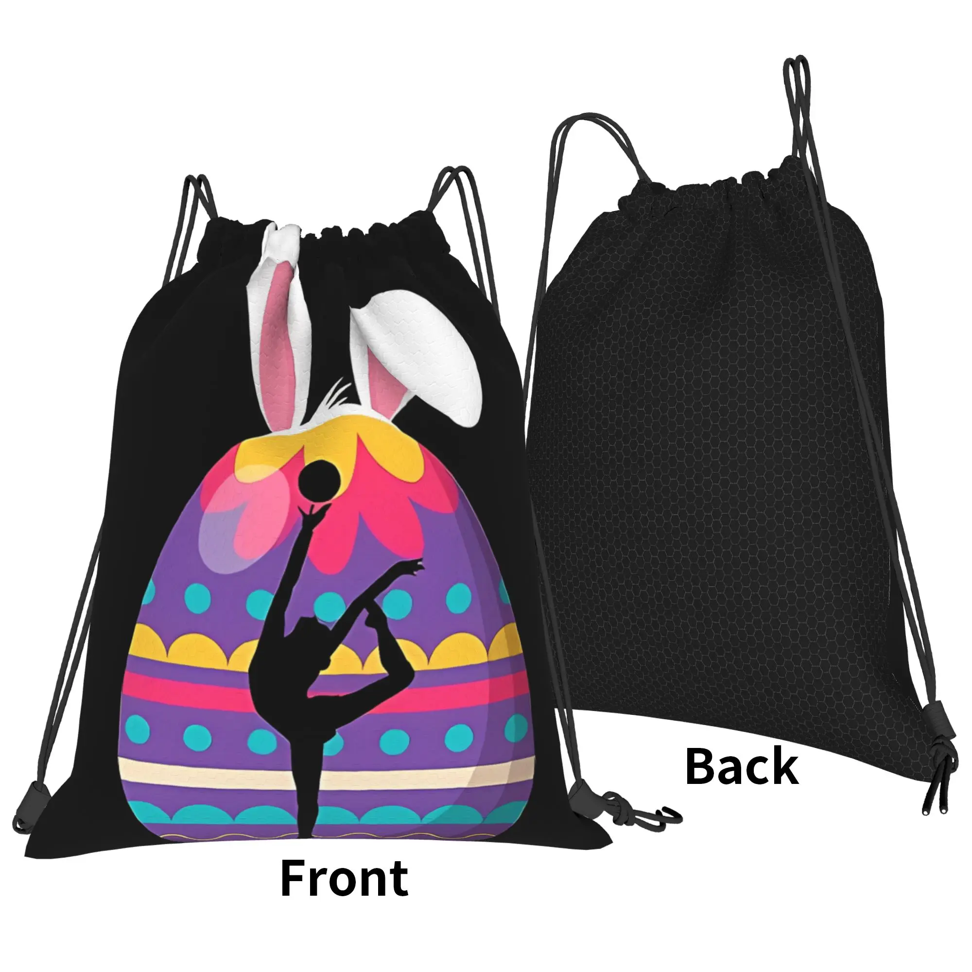 Gymnastics Inside Bunny Egg Happy Easter Lover Portable Hiking Riding Gym Drawstring Storage Sporty Backpacks