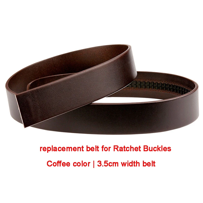 35MM Men's Leather Business Replacement Belt for Ratchet Automatic Buckles Top Layer Real Cowhide Casual Style