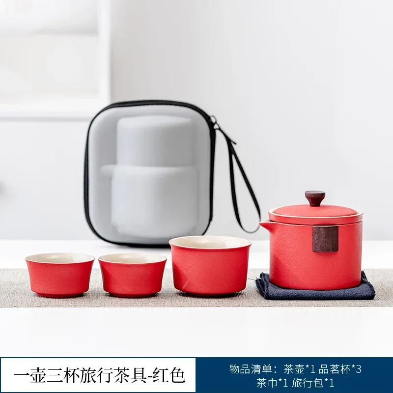 Portable Black Pottery Travel Tea Set Ceramic Kungfu Tea Set  Tea Pot and Cup Set Te Matcha