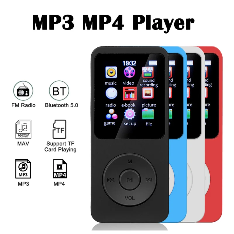 เครื่องเล่น MP3บลูทูธขนาดเล็ก1.8นิ้ว MP4 MP3หน้าจอสีเครื่องเล่นเพลง lossless เครื่องเล่นกีฬา Walkman E-book สำหรับ Win8 /xp/vista
