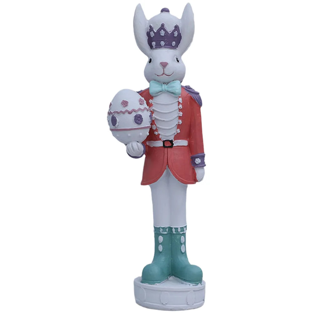 Easter Resin Rider Bunny Decoration for Home Desktop Shelf Table Ornament Pink Red 22.5cm Festive Tabletop Display