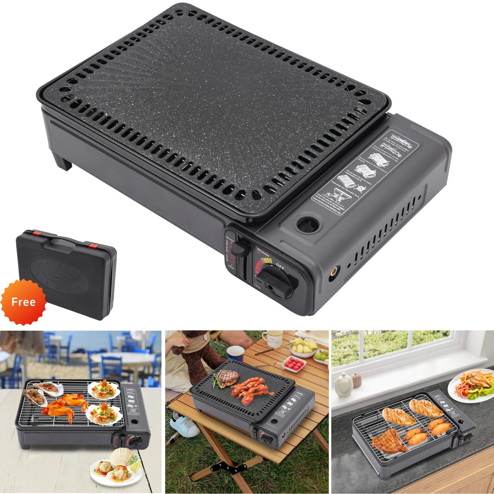 YIYIBYUS Portable BBQ Stove Butane Grill Stove Camping Cooking Grill Gas Stove Picnic Barbecue Tools