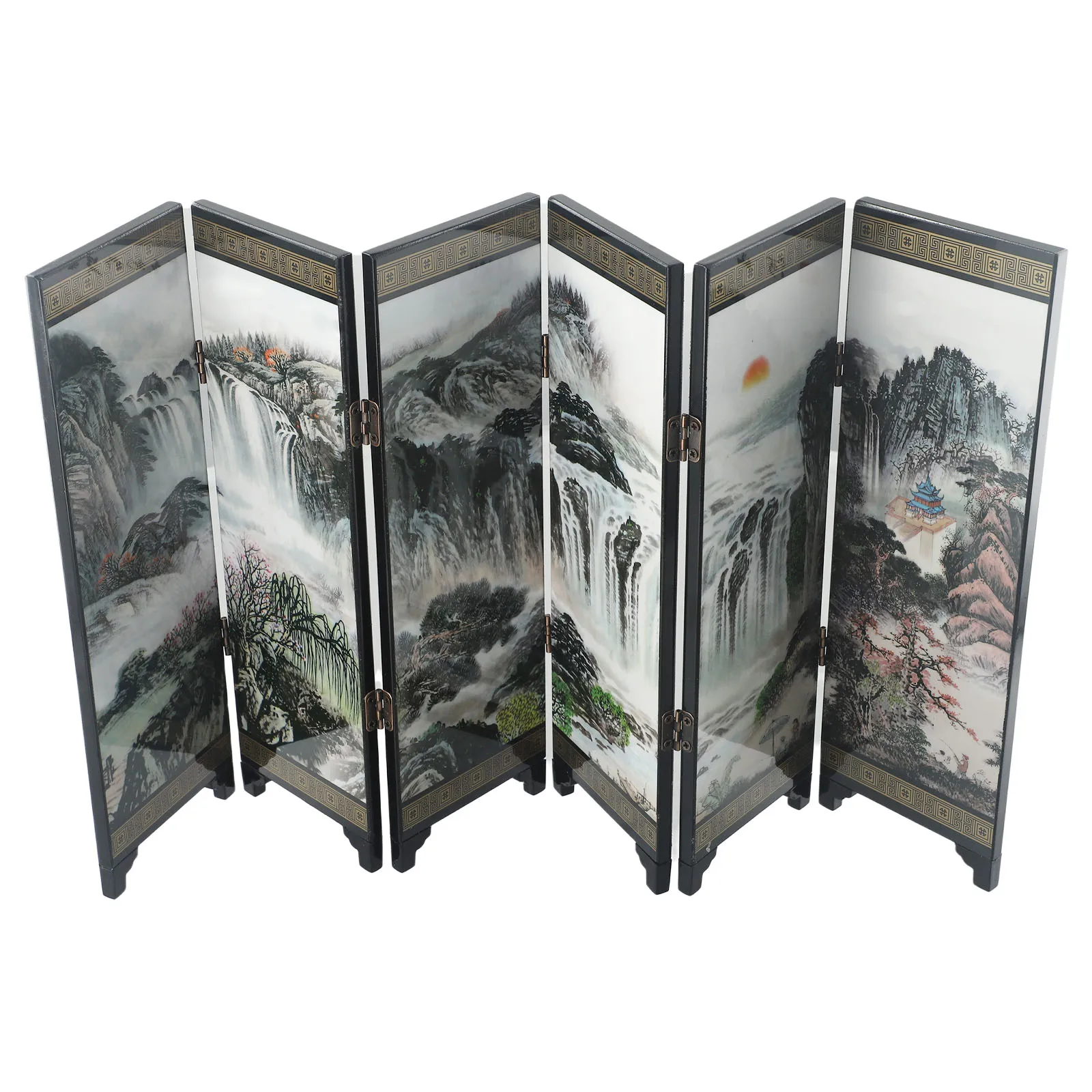 Gift Oriental Office Wooden Screen Divider Separator Retro Privacy Small Mini Folding Panel Room Partition Crafts