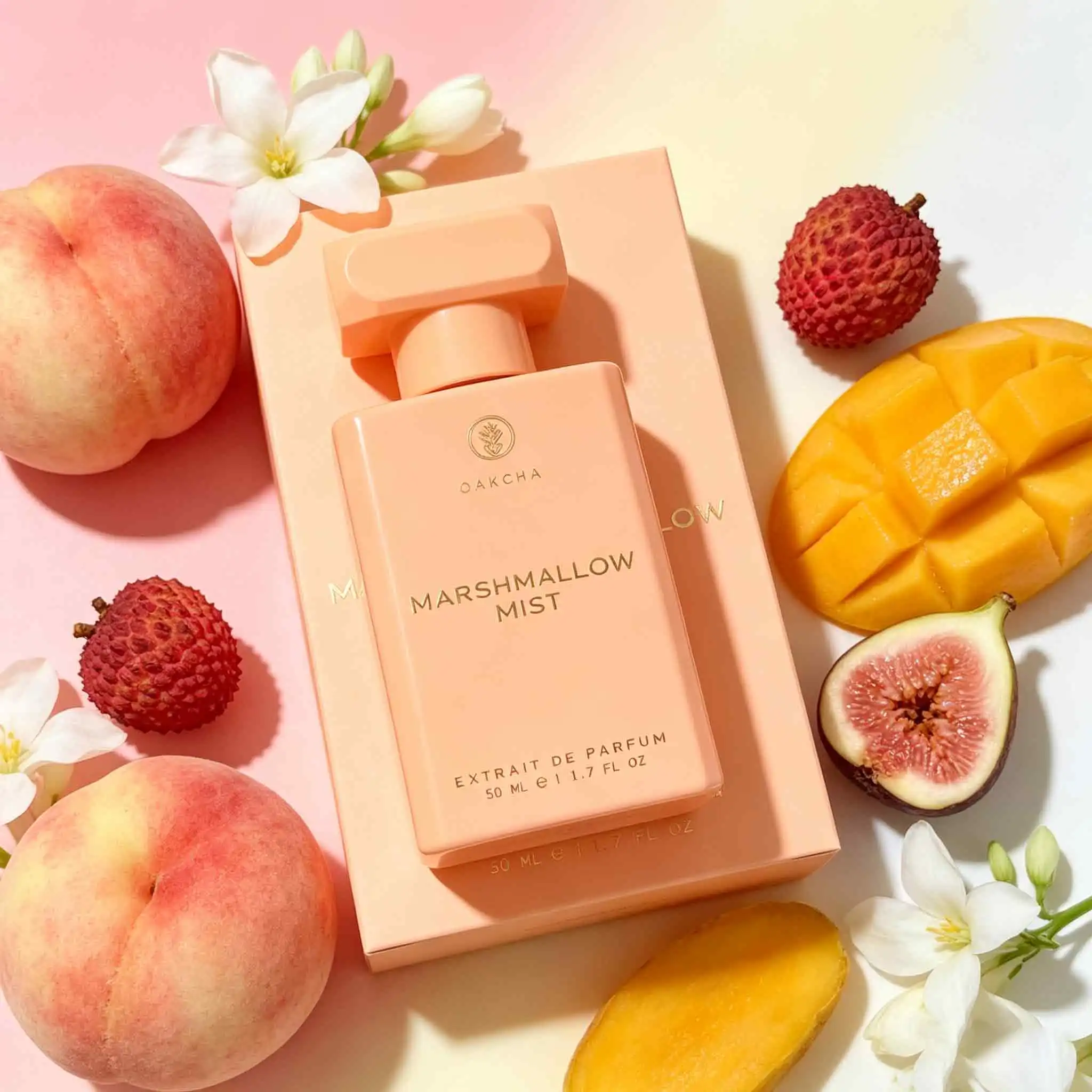 Oakcha Marshmallow Mist Perfume 50Ml,Healing Marshmallow Gourmand Note, Marshmallow、Sugar、Vanilla、Peach、Musk、Amber.High‑Concentrate Long‑Lasting, Great For Date And Party.