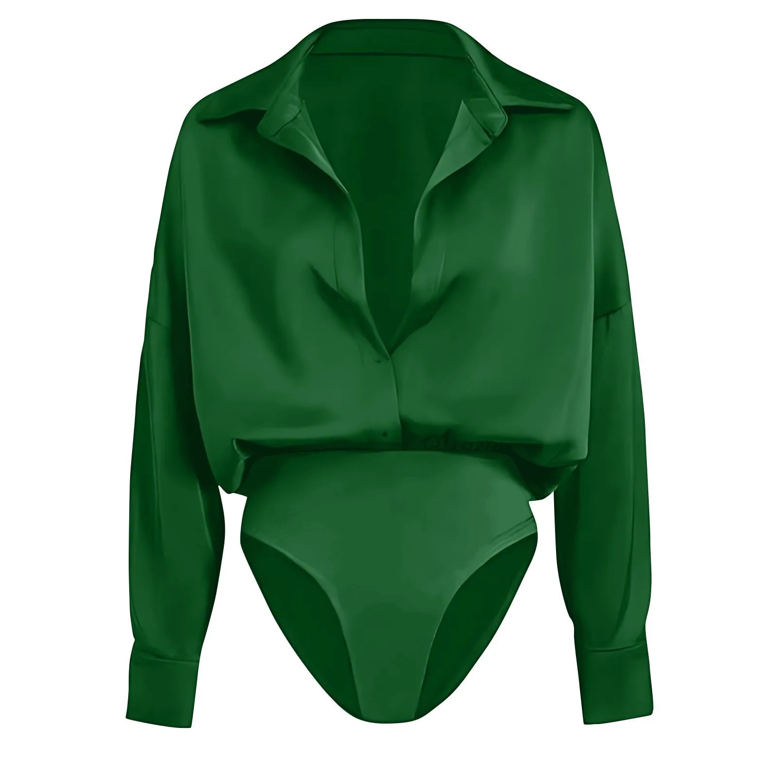 Damen Satin-Hemdbluse mit Oversized-Reverskragen, Knopfleiste, Langen Ärmeln, Seidiger Bluse-Body, Elegantes Büro-Outfit, Jumpsuit-Oberteil – Detail 16