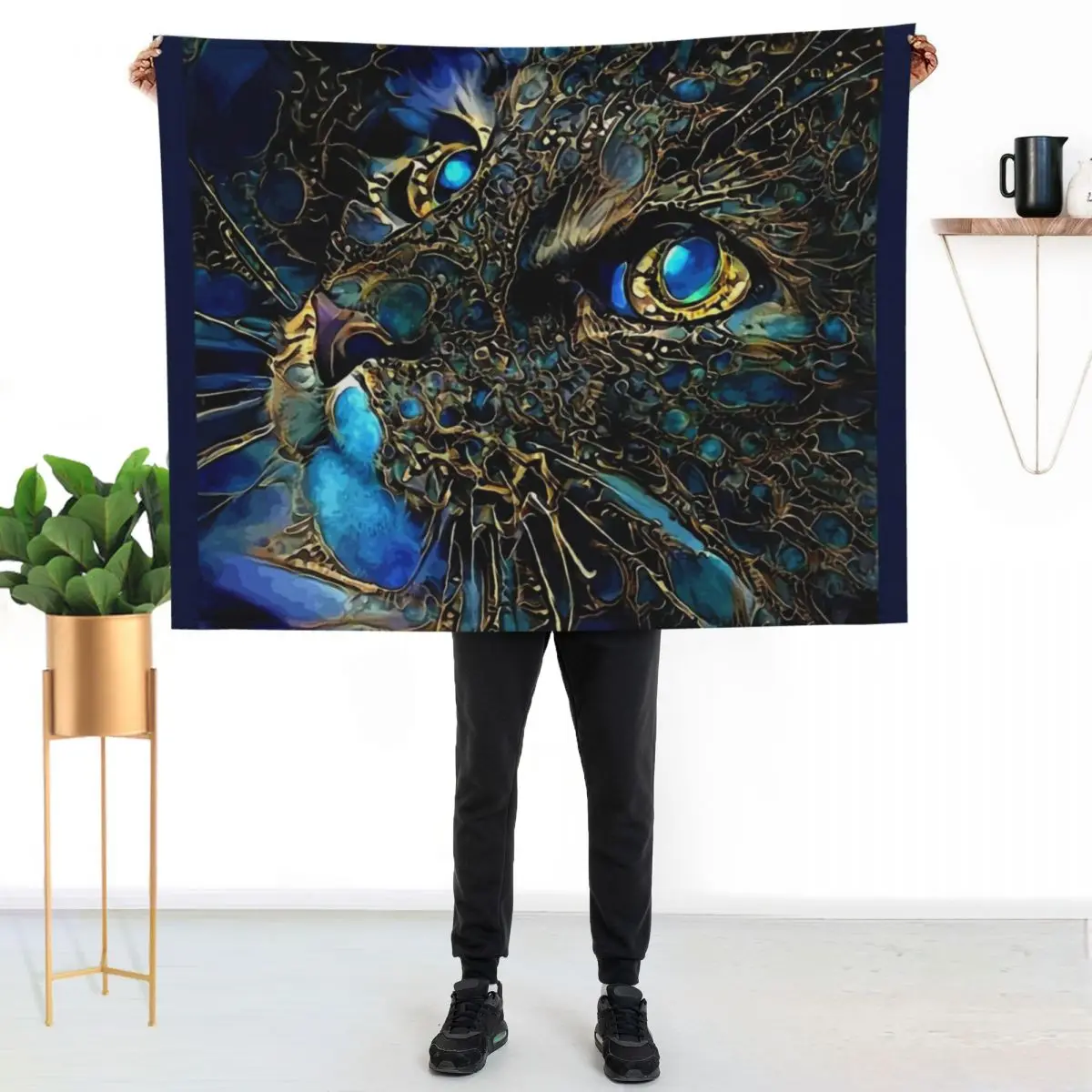 Cat jewell -cat, chat, cat, lea roche paintings Throw Blanket Giant Sofa Stuffeds Retros warm winter Single Heavy Blankets
