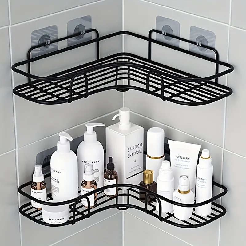 Bathroom Storage Rack Wall-mounted Bathroom Storage Rack Bathroom Accessorie Shampoo Cosmetic Rack Punch-free Metal Storage Rack