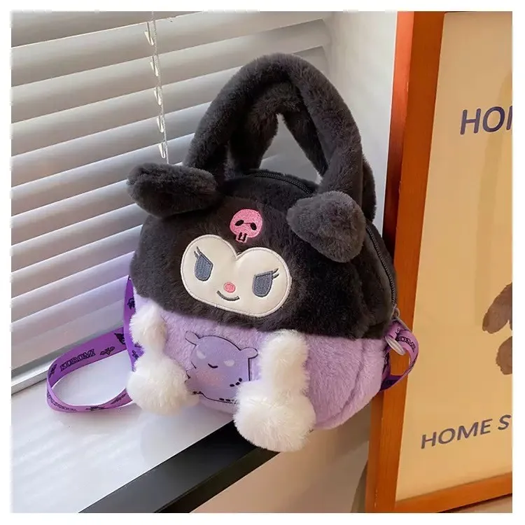 

Kawaii Sanrio плюшевая сумка для женщин Cinnamoroll Hello Kitty Kuromi мультфильм мягкая сумка через плечо сумка Кошелек для монет