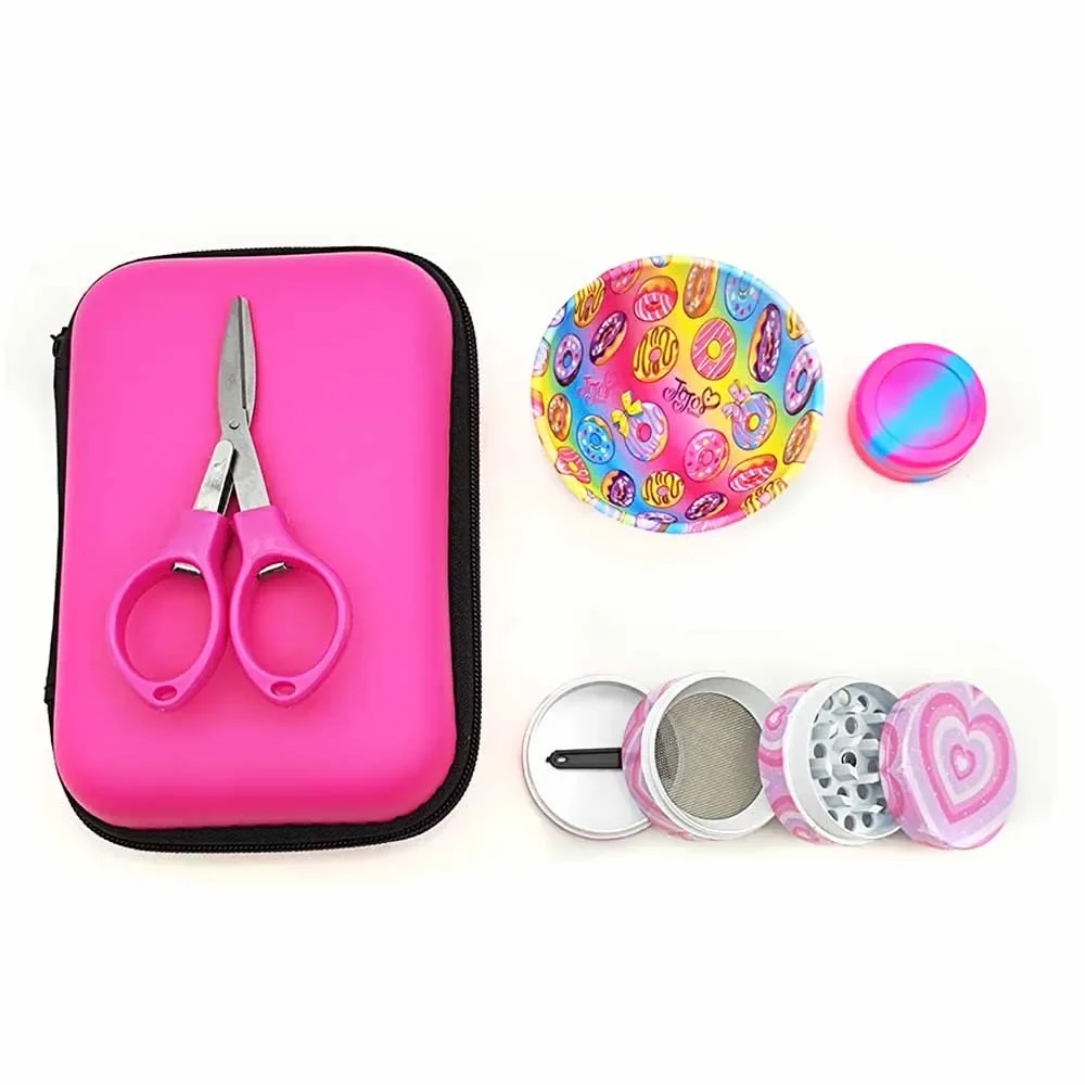 1Set Pink Grinder 40mm Crusher With 67mm Candy Silicone Bowl Silicone Jar Kit Women Gift Smoking Accessories