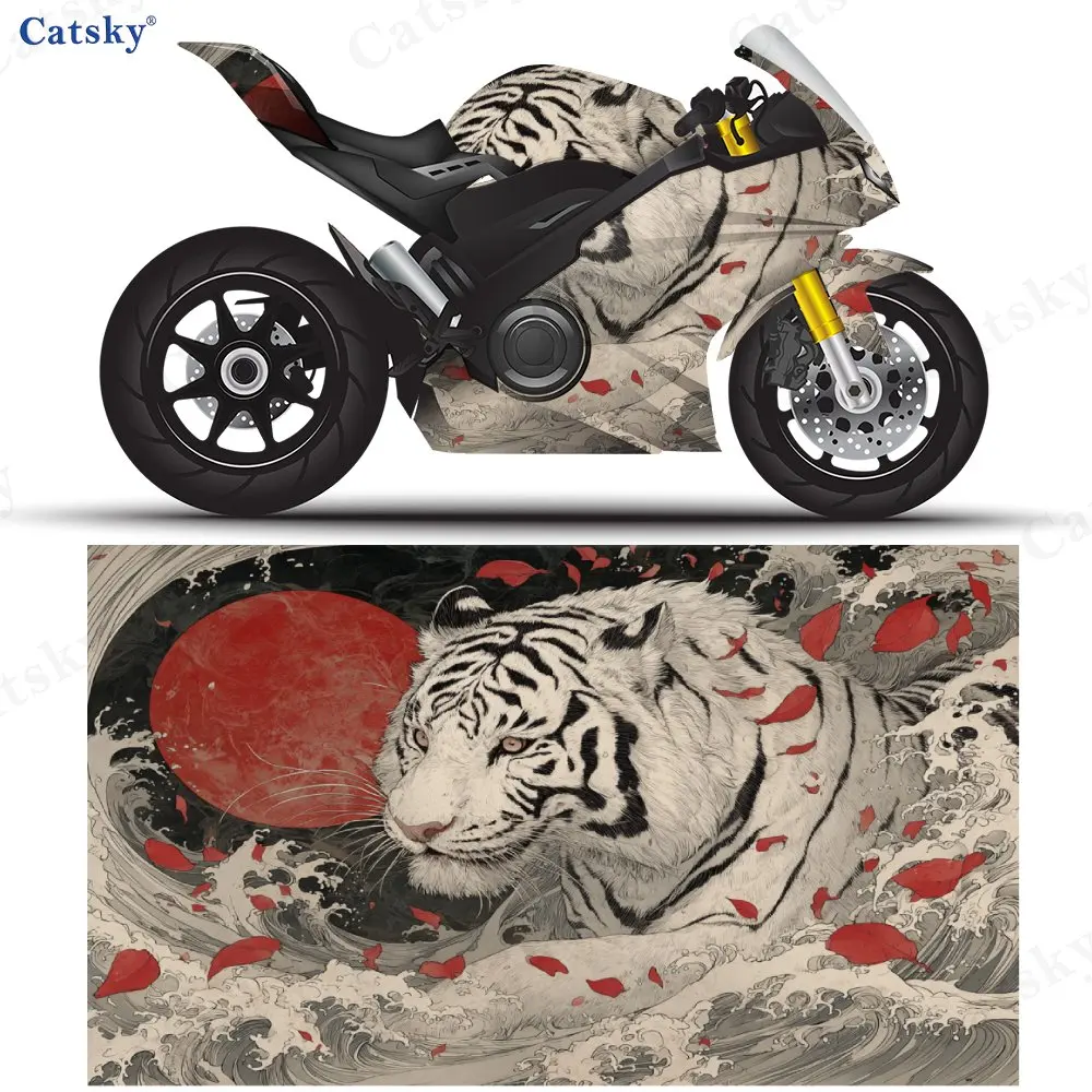 White Tiger Motorcycle Sticker, Detachable Sticker, Universal For Motorcycles, Durable And Scratch Resistant PVC, Long-lasting R