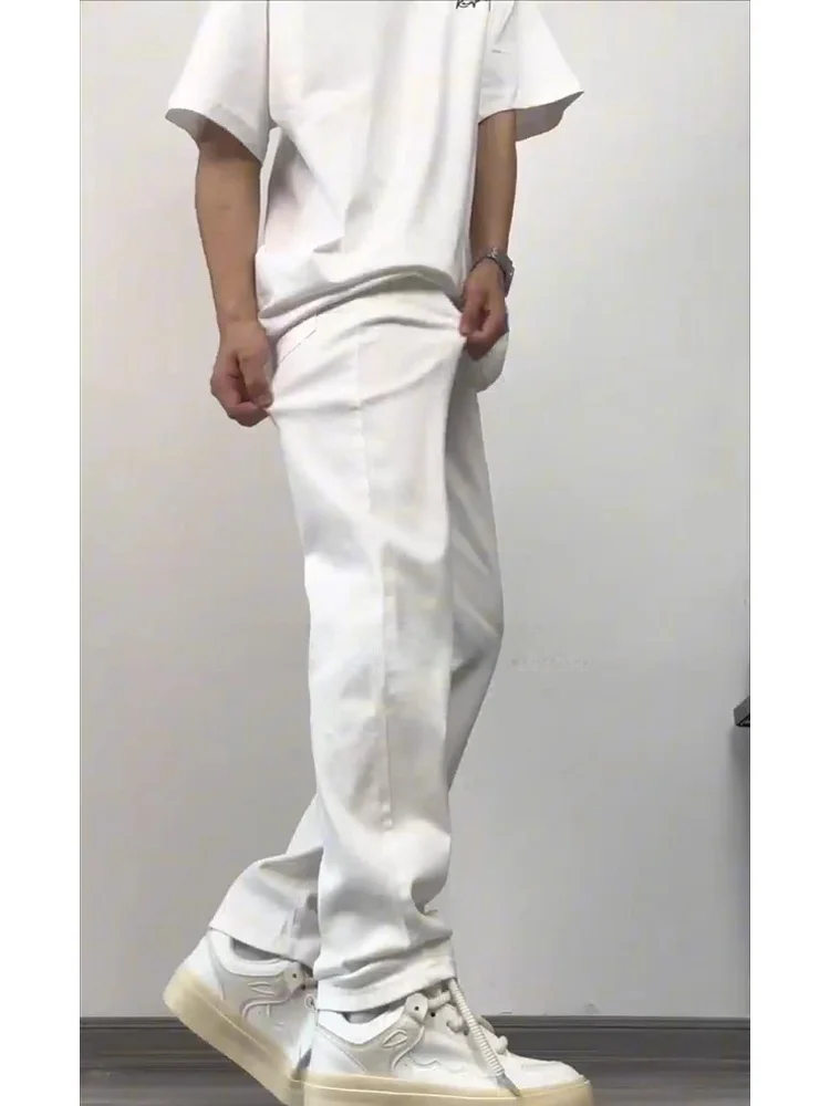 

High Waist Slim Fit Jeans Men Summer Thin Lengthened Pants Tall American High Street Sle Bell Bot Straight Leg Jeans