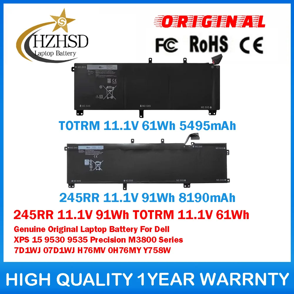 245RR 11.1V 91Wh TOTRM 11.1V 61Wh Genuine Original Laptop Battery For Dell XPS 15 9530 9535 Precision M3800 Series 7D1WJ 07D1WJ